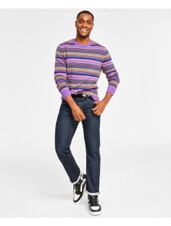 Holiday Lane Men's Bright Stripe Fair Isle Sweater, Created for Macy's