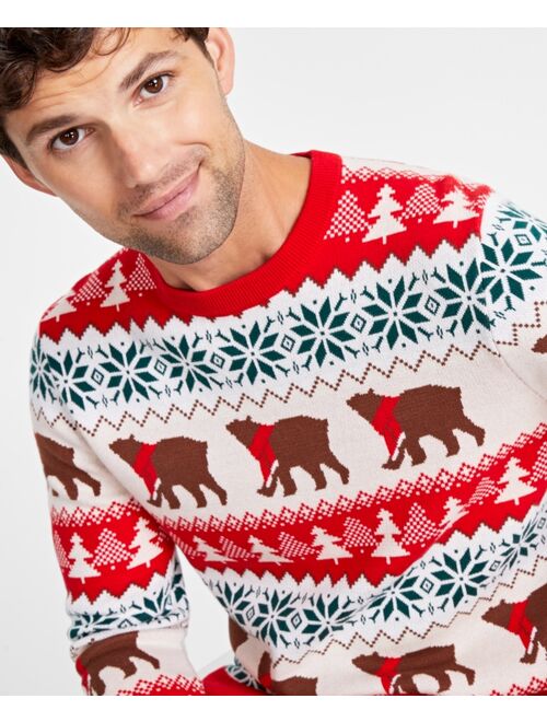 Charter Club Holiday Lane Men's Santa Bear Sweater, Created for Macy's