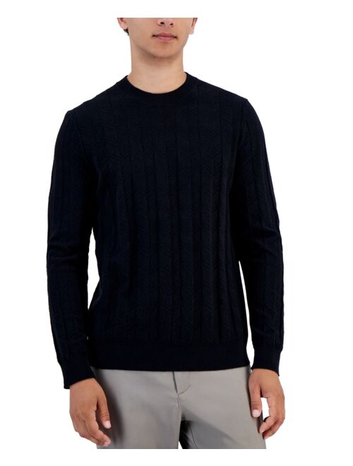 Alfani Men's Textured Chevron Long-Sleeve Crewneck Sweater, Created for Macy's