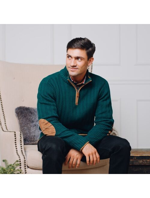 Hope & Henry Men's Half Zip Sweater with Suede Trim - Created for Macy's