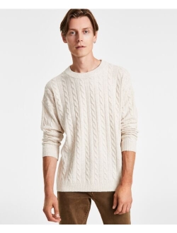 Men's Regular-Fit Cable-Knit Crewneck Sweater, Created for Macy's