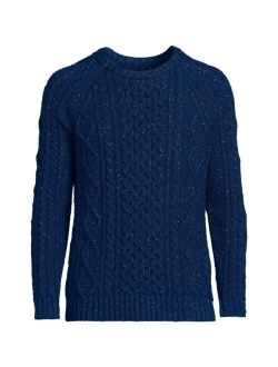 Men's Cotton Blend Aran Cable Crew Neck Sweater