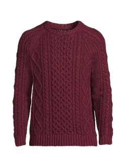 Men's Cotton Blend Aran Cable Crew Neck Sweater