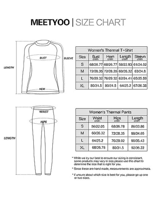 MEETYOO Thermal Underwear Set for Women, Winter Long Johns Warm Base Layer Top and Bottom Set for Cold Weather Skiing