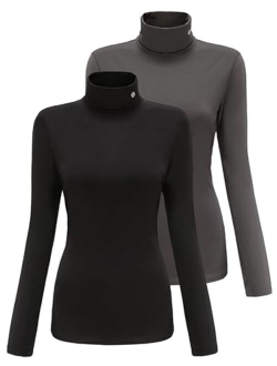 SSLR-Thermal-Shirts for-Women-Turtleneck Long Sleeve Tops Fleece Lined Winter Slim Fitted Mock Neck Base Layer