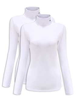 SSLR-Thermal-Shirts for-Women-Turtleneck Long Sleeve Tops Fleece Lined Winter Slim Fitted Mock Neck Base Layer