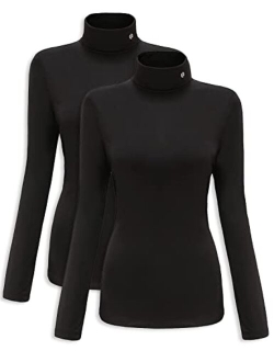 SSLR-Thermal-Shirts for-Women-Turtleneck Long Sleeve Tops Fleece Lined Winter Slim Fitted Mock Neck Base Layer