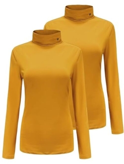 SSLR-Thermal-Shirts for-Women-Turtleneck Long Sleeve Tops Fleece Lined Winter Slim Fitted Mock Neck Base Layer