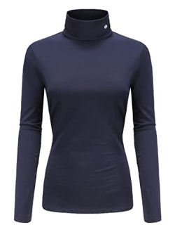 SSLR-Thermal-Shirts for-Women-Turtleneck Long Sleeve Tops Fleece Lined Winter Slim Fitted Mock Neck Base Layer