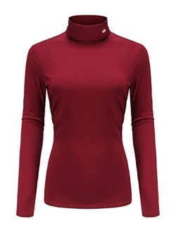 SSLR-Thermal-Shirts for-Women-Turtleneck Long Sleeve Tops Fleece Lined Winter Slim Fitted Mock Neck Base Layer