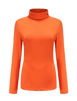 SSLR-Thermal-Shirts for-Women-Turtleneck Long Sleeve Tops Fleece Lined Winter Slim Fitted Mock Neck Base Layer