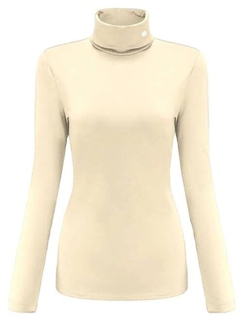 SSLR-Thermal-Shirts for-Women-Turtleneck Long Sleeve Tops Fleece Lined Winter Slim Fitted Mock Neck Base Layer