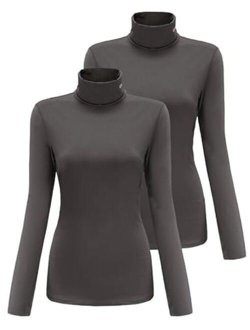 SSLR-Thermal-Shirts for-Women-Turtleneck Long Sleeve Tops Fleece Lined Winter Slim Fitted Mock Neck Base Layer