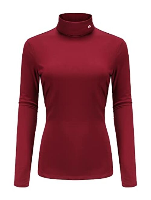 SSLR-Thermal-Shirts for-Women-Turtleneck Long Sleeve Tops Fleece Lined Winter Slim Fitted Mock Neck Base Layer