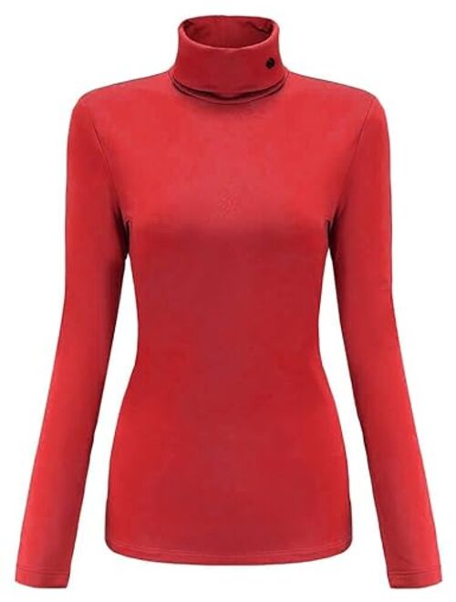 SSLR-Thermal-Shirts for-Women-Turtleneck Long Sleeve Tops Fleece Lined Winter Slim Fitted Mock Neck Base Layer