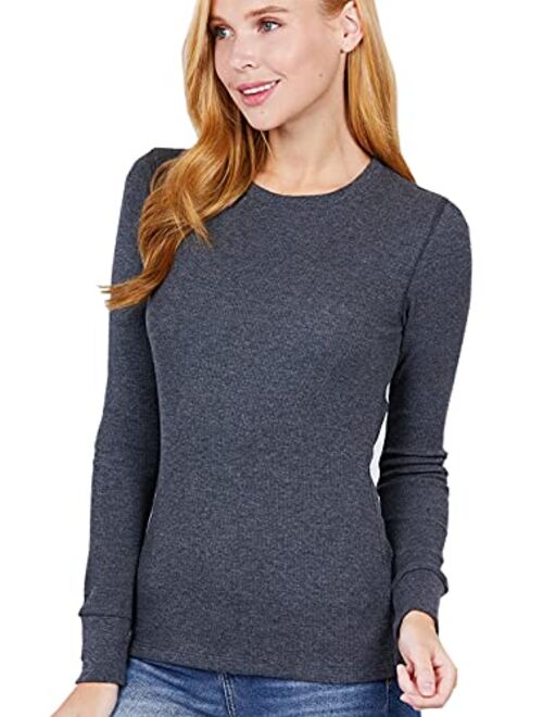 JYB CO Womens Basic Solid Lightweight Long Sleeve Crew Neck & V Neck Fitted Thermal Warm wear Top Sweatshirt Plus (S-2XL)