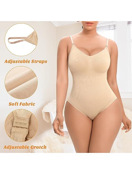 Werena Slimming Shapewear Bodysuit for Women Tummy Control Sculpting Body Shaper Thong Bodysuit Shaping Tank Tops