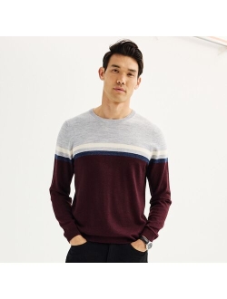 Merino Wool Colorblock Crewneck Sweater