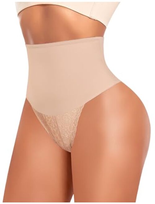 Werena Tummy Control Thong Shapewear for Women High Waist Body Shaper Panties Girdle Lace Shaping Underwear