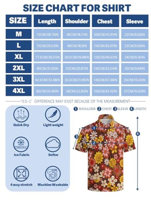 UOER Men's Golf Shirts Moisture Wicking Dry Fit Performance Golf Polo Shirts for Men Fashion Print Short Sleeve Polo Shirts