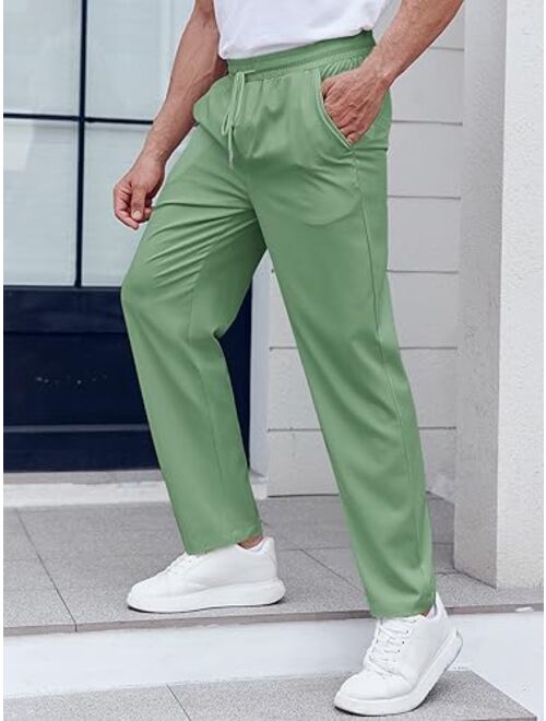 PASLTER Mens Drawstring Pants Casual Loose Fit Elastic Waist Jogger Yoga Lounge Pants