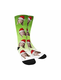 Artsadd Personalized Christmas Socks Add Your Face Custom Holiday Gifts Socks Unisex Socks for Family Men Women