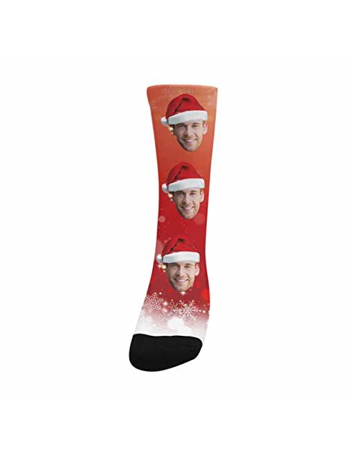 Artsadd Personalized Christmas Socks Add Your Face Custom Holiday Gifts Socks Unisex Socks for Family Men Women