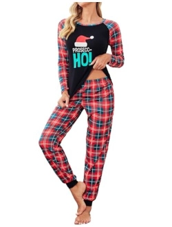 Women's Pajama Set Christmas Pjs Long Sleeve Print Tops and Pajamas Pants Soft Sleepwear Set