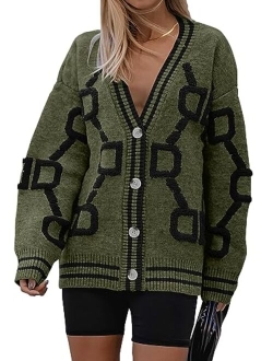 Women's Fall Chunky Knit Cardigan Sweaters Casual Open Front Button Up Winter Coats Outerwear