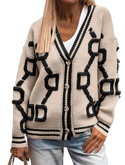 Women's Fall Chunky Knit Cardigan Sweaters Casual Open Front Button Up Winter Coats Outerwear