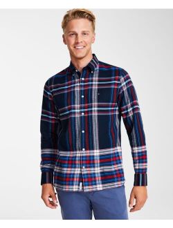 Men's Gradient Check Regular-Fit Long-Sleeve Button-Down Shirt