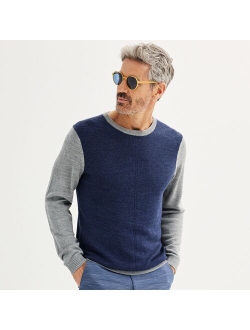 Merino Wool Textured Colorblock Sweater