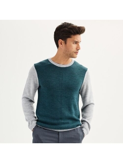 Merino Wool Textured Colorblock Sweater