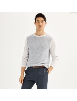 Merino Wool Textured Colorblock Sweater