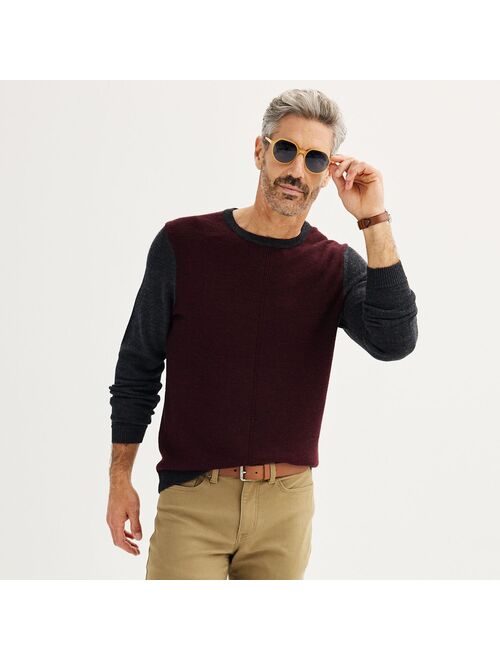 Men's Apt. 9 Merino Wool Textured Colorblock Sweater