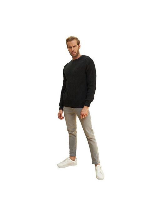 wear sierra Men's Colorful Long-Sleeve Crewneck Sweaters - Midweight and Comfortable Chunky Knit Design