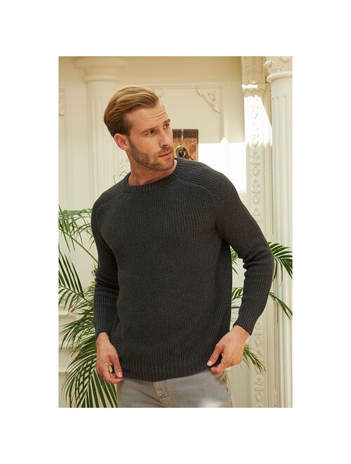 wear sierra Men's Colorful Long-Sleeve Crewneck Sweaters - Midweight and Comfortable Chunky Knit Design