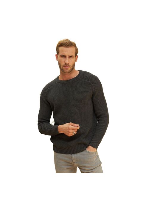 wear sierra Men's Colorful Long-Sleeve Crewneck Sweaters - Midweight and Comfortable Chunky Knit Design