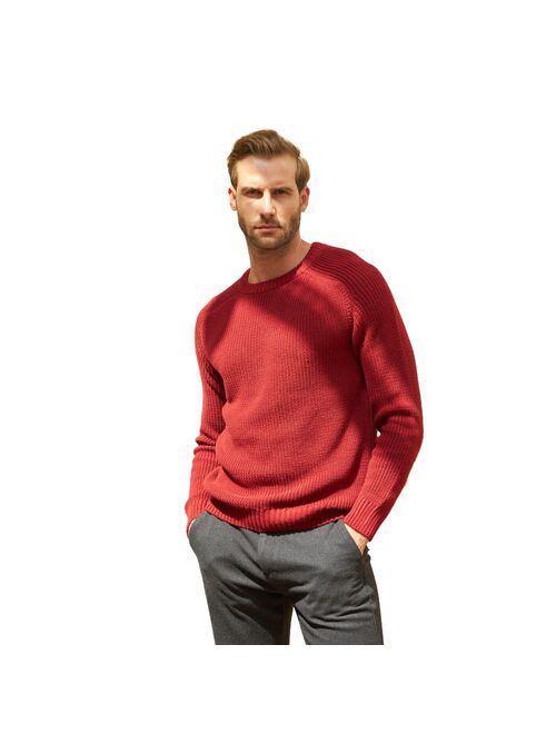 wear sierra Men's Colorful Long-Sleeve Crewneck Sweaters - Midweight and Comfortable Chunky Knit Design