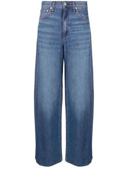 washed-denim wide-leg jeans