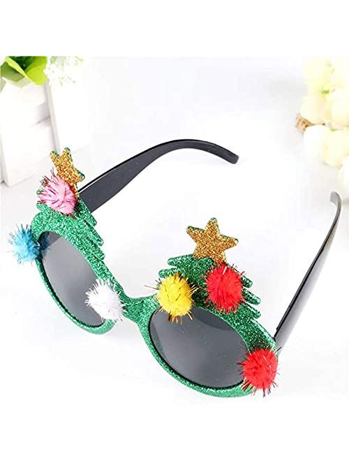 Soochat Christmas Sunglasses | Christmas Tree Eyeglasses | Xmas Tree Eyeglasses Plastic Costume for Party Favors Ornaments Gift