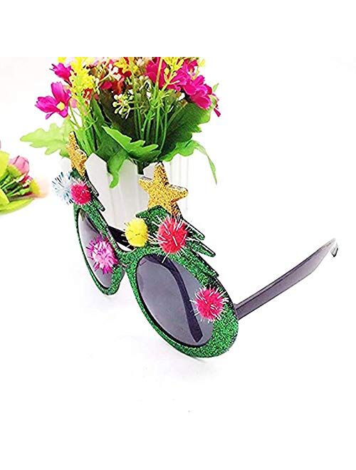 Soochat Christmas Sunglasses | Christmas Tree Eyeglasses | Xmas Tree Eyeglasses Plastic Costume for Party Favors Ornaments Gift