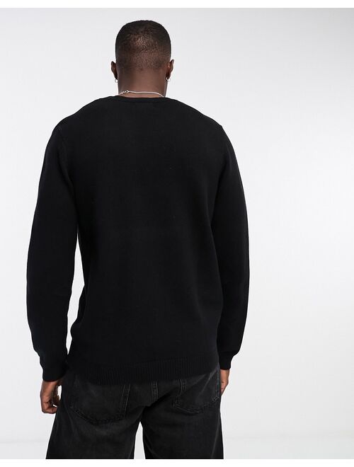 ASOS DESIGN midweight cotton sweater in black