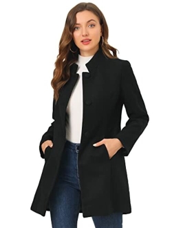 Women's Winter Overcoat Mid-Long Stand Collar Woolen Single Breasted Coat Outerwear