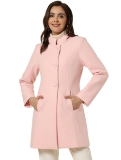 Women's Winter Overcoat Mid-Long Stand Collar Woolen Single Breasted Coat Outerwear