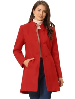 Women's Winter Overcoat Mid-Long Stand Collar Woolen Single Breasted Coat Outerwear