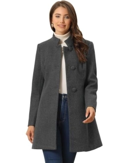 Women's Winter Overcoat Mid-Long Stand Collar Woolen Single Breasted Coat Outerwear