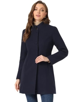 Women's Winter Overcoat Mid-Long Stand Collar Woolen Single Breasted Coat Outerwear