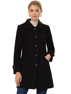 Women's Winter Outerwear Overcoat Peter Pan Collar Mid-thigh A-line Single Breasted Pea Coat