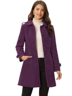 Women's Winter Outerwear Overcoat Peter Pan Collar Mid-thigh A-line Single Breasted Pea Coat